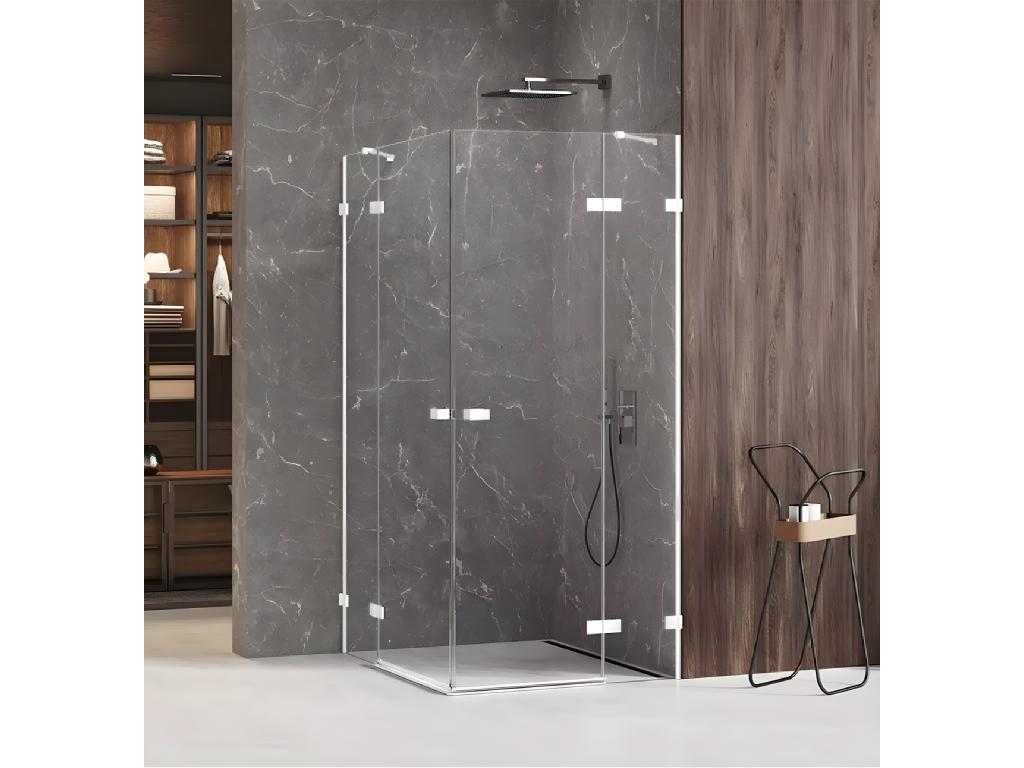 Cabine de douche 120x100cm 2 portes pivotantes Artigeo WHITE blanc acces d'angle WGDY50729