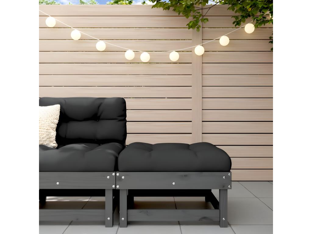 Repose-pied de jardin gris bois de pin massif BIIU55824