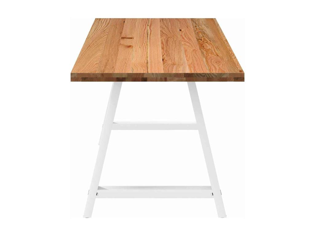 Table à manger marron clair bois de chêne massif rectangulaire HGBK22217