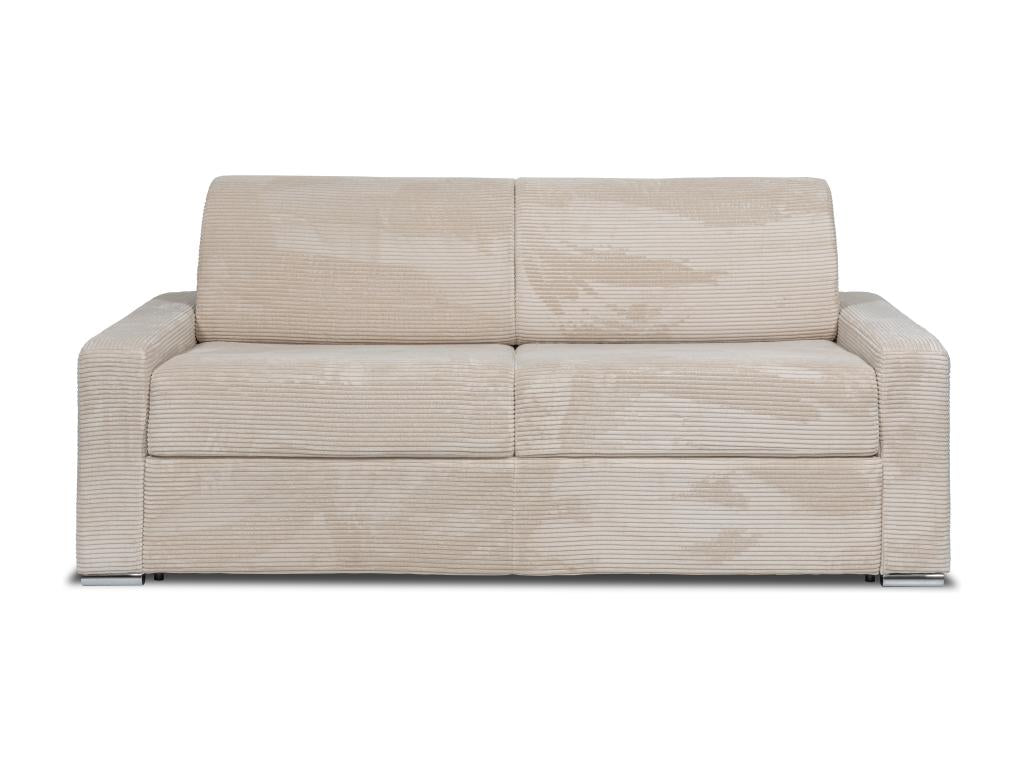 Canapé 4 places convertible express en velours côtelé beige - Couchage 160 cm - Matelas 22 cm - Artigeo VXAP94914