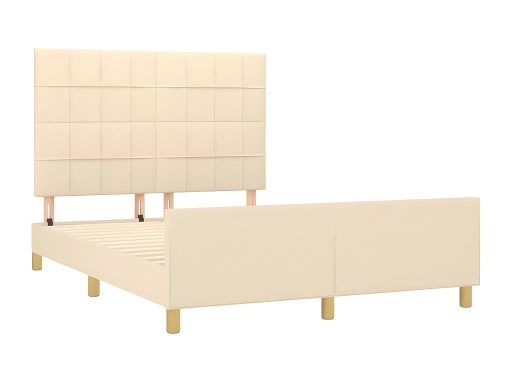 Cadre de lit sans matelas crème 140x200 cm tissu AHPS70779