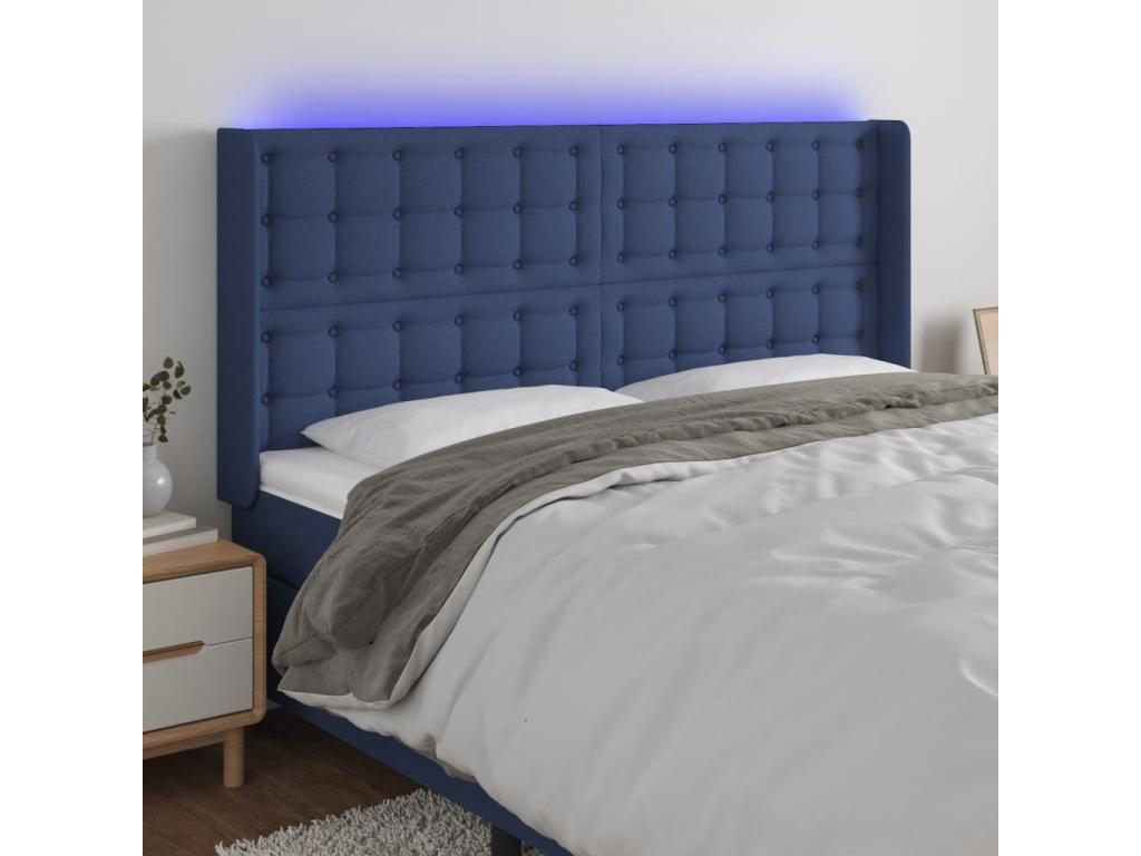 Tête de lit à LED Bleu 163x16x118/128 cm Tissu FYIQ81915