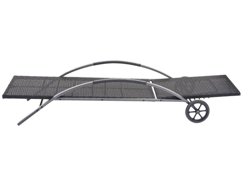 2x Chaises longues Artigeo-E27 en polyrotin - noir coussins gris foncé YVVQ23270