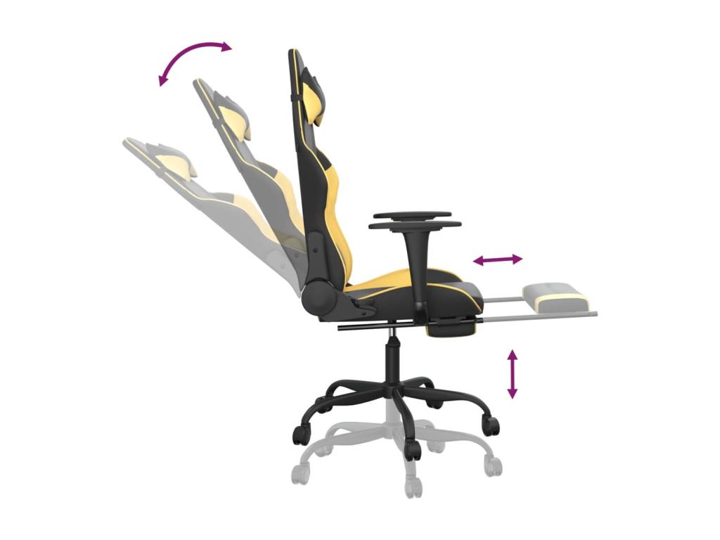 Chaise de jeu avec repos-pied Noir et doré Similicuir YPRA41721