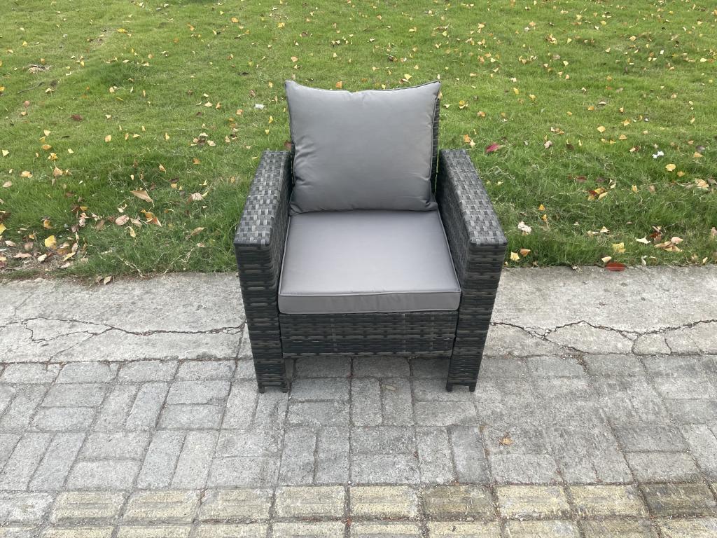 7 Places Ensemble de meubles de jardin en rotin im Freien ave 2 Petit Tabouret Gris foncé QNQM09376