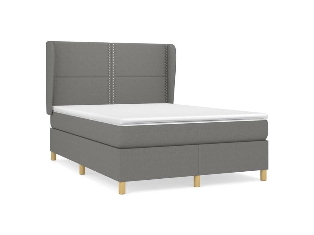 Sommier à Cosymeub de lit avec matelas Gris foncé 140x190 Tissu VAPW97012