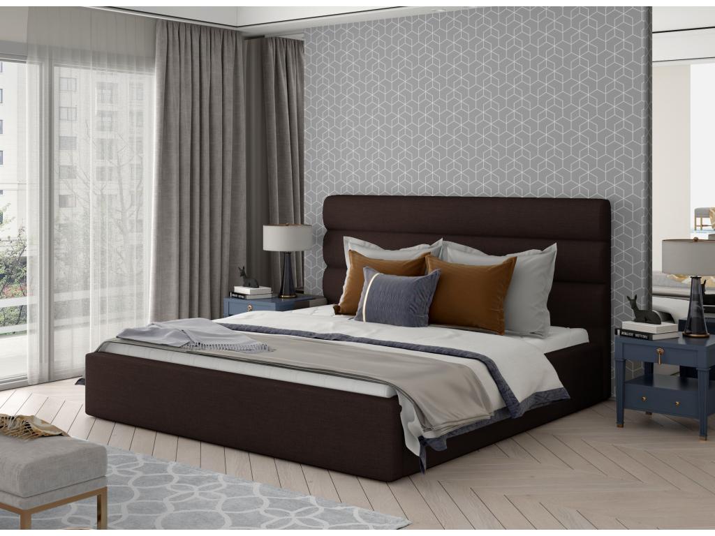 Lit design tissu marron avec coffre de rangement Artigeo - 4 tailles-180x200 FSVH09602