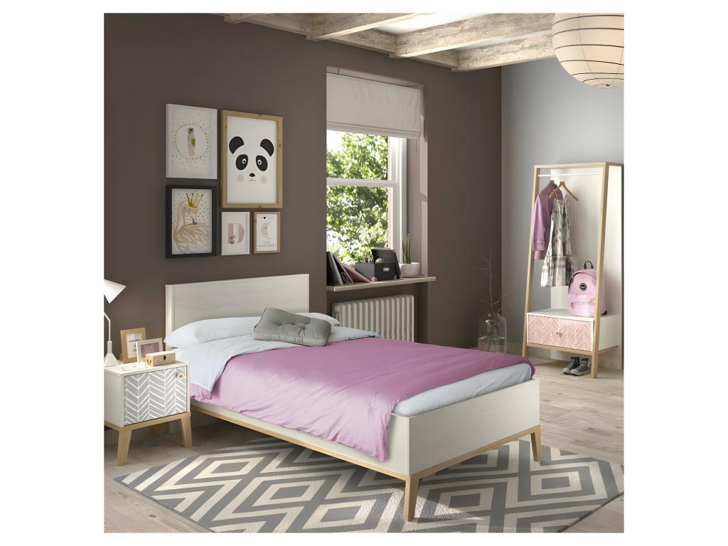 Table de chevet 1 porte Bois blanc - Cosymeub URBE75932