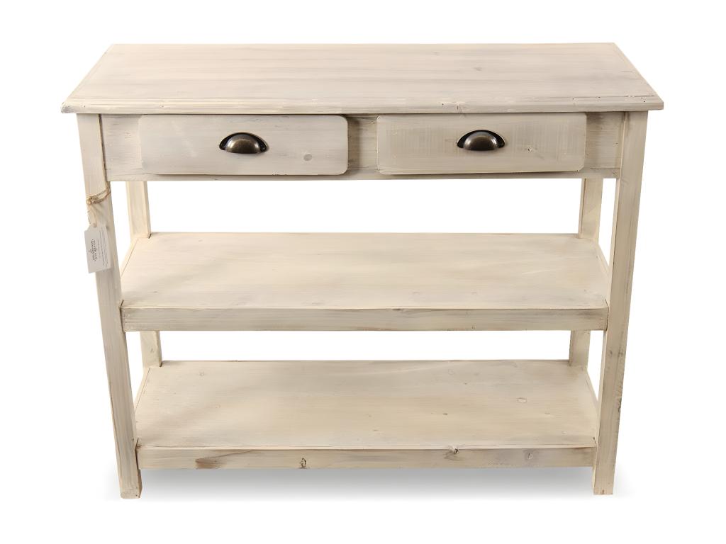 Console 2 Tiroirs Bois Blanc 100x40x80.5cm - Cosymeub GMWA76113