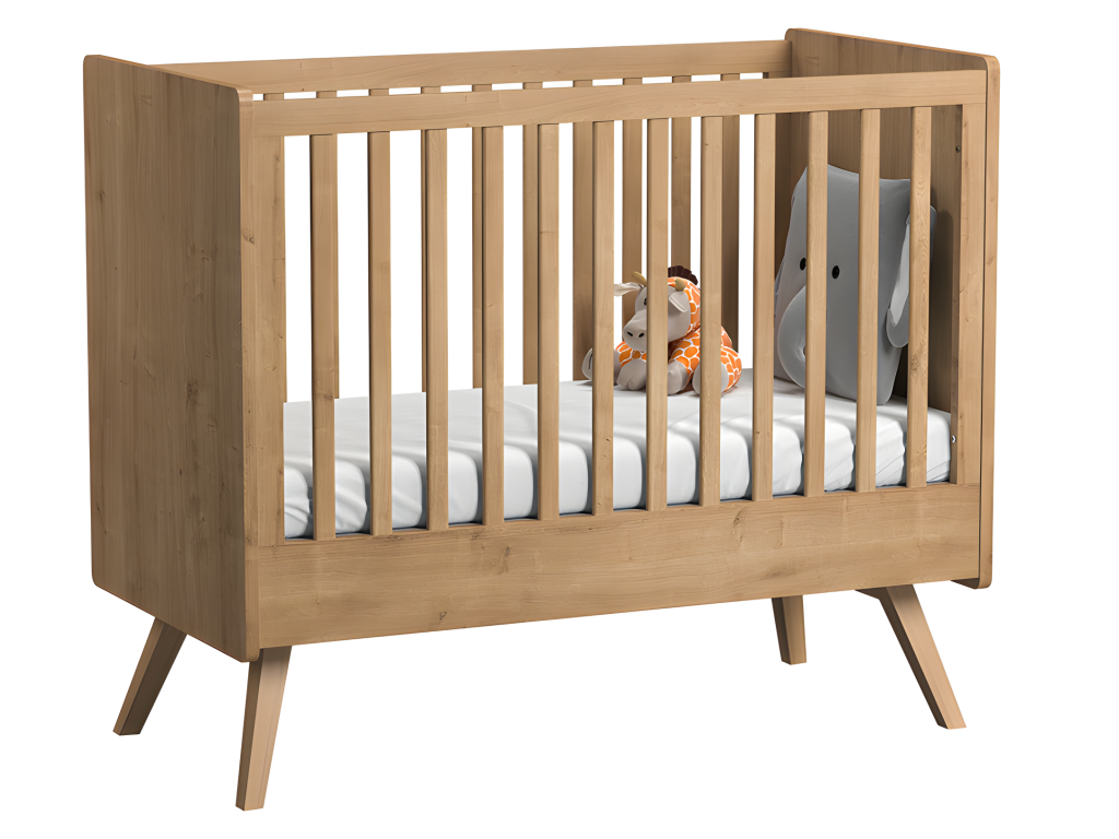 Lit bébé et Chiffonnier Vintage Bois Beige GOKT73770