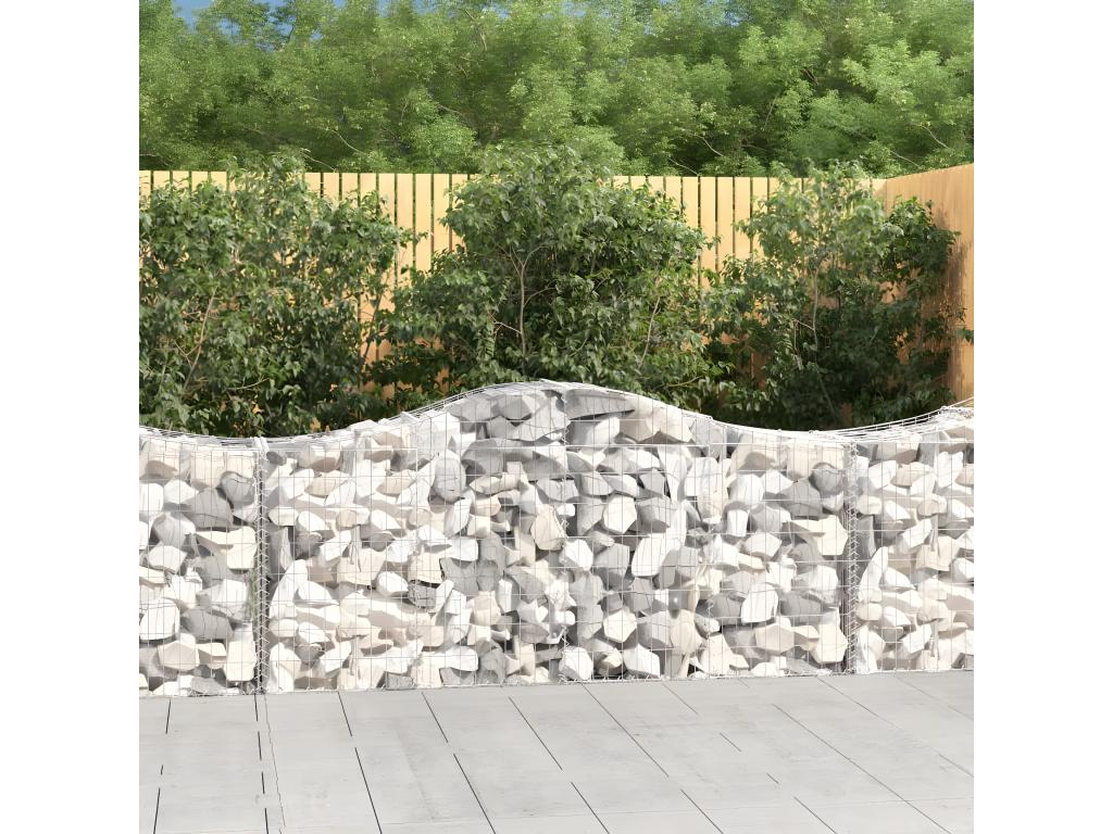 Paniers à gabions arqués 4 pièces 200x50x80/100 cm Fer galvanisé LBPB42746