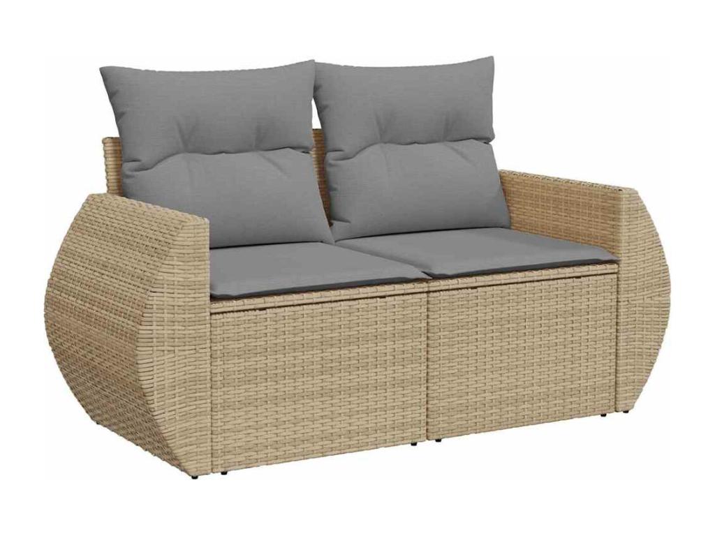 Salon de jardin avec coussins 9 pièces beige résine tressée ASQE99201