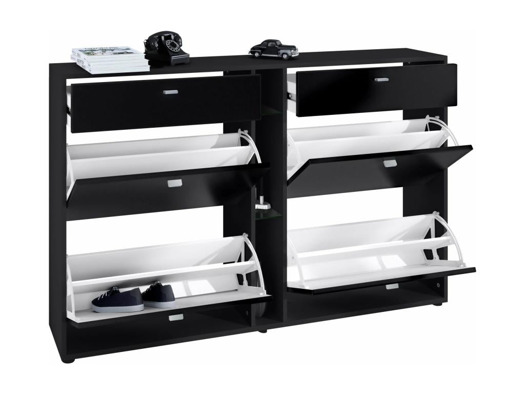 Meuble à Chaussures Noir Et Anthracite lxhxp 155.5x95x28 LED Blanc PHPL87238