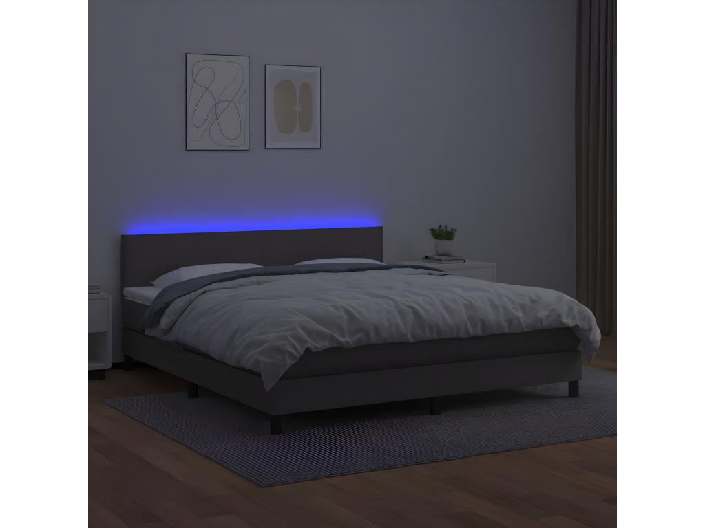 Sommier à Artigeo de lit avec matelas et LED Gris 160x200 MLNL40220