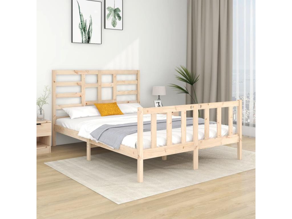 Cadre de lit sans matelas bois massif 140x190 cm QMBX07672