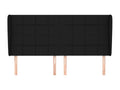 Tête de lit avec oreilles Noir 163x23x118/128 cm Tissu QRNL90491