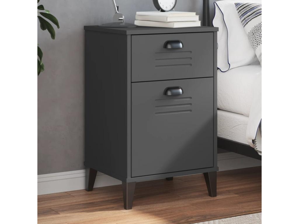 Table de chevet Chezlova gris anthracite bois de pin solide ZAFY20065