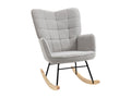 Fauteuil à bascule rocking chair design - structure acier piètement bois tissu effet laine bouclé gris FPXV29338