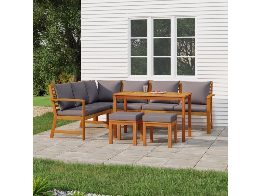 Ensemble de salle à manger de jardin coussins 7 pièces Bois Artigeo VMUB86051