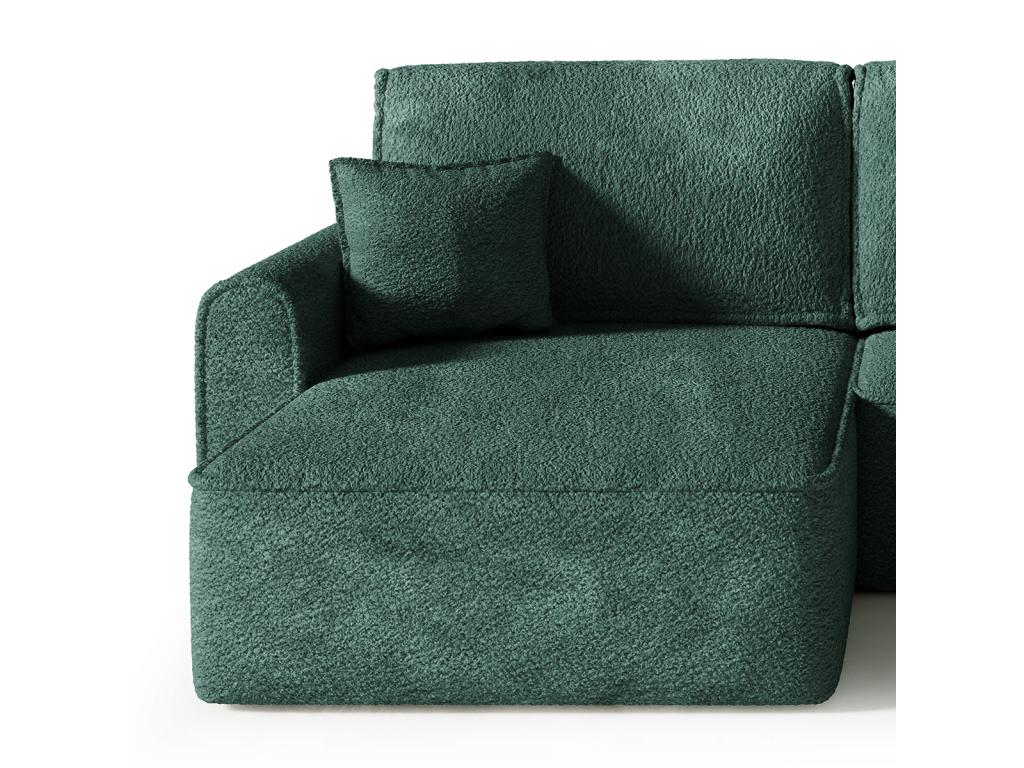 Canapé U 5 places convertible coffre Valentin bouclé Vert Sapin IGRN73415