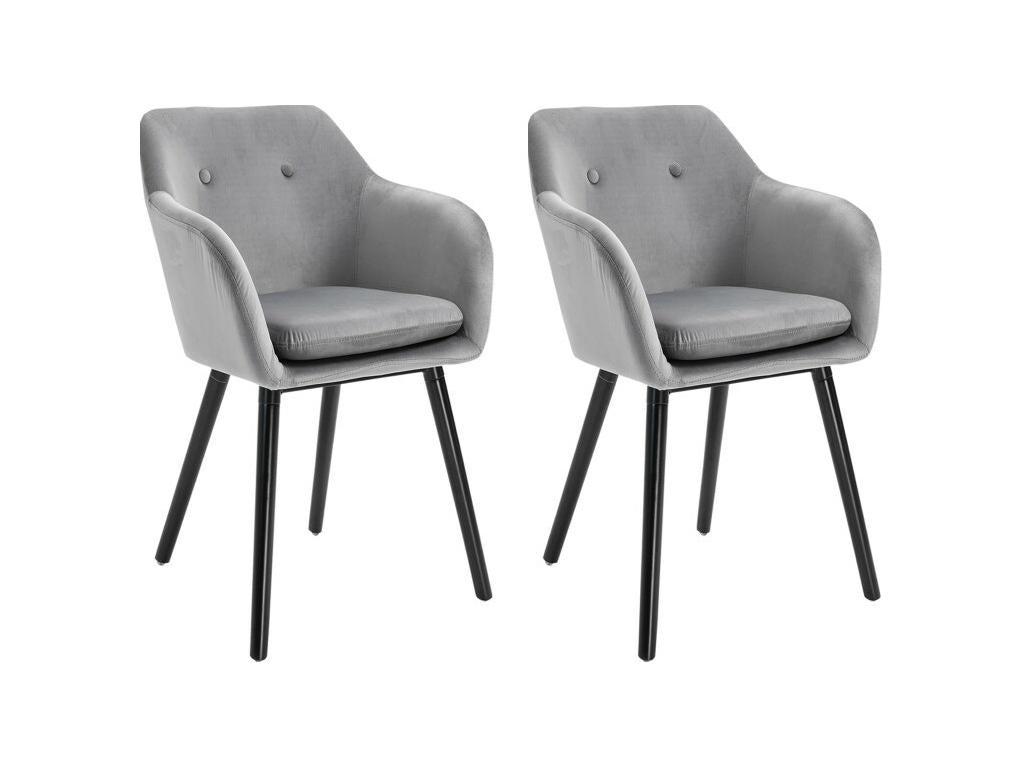 Lot de 2 chaises TREVOR velours gris QKOG77109