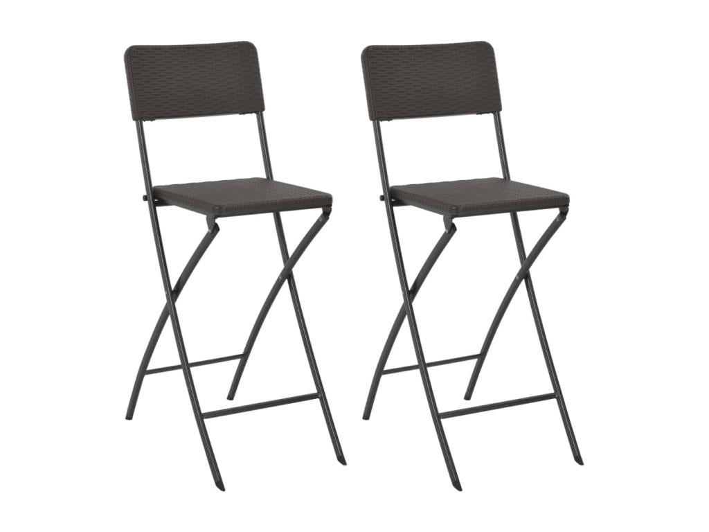 Chaise de bar pliable lot de 2 PEHD et acier Aspect de rotin DNFK96098