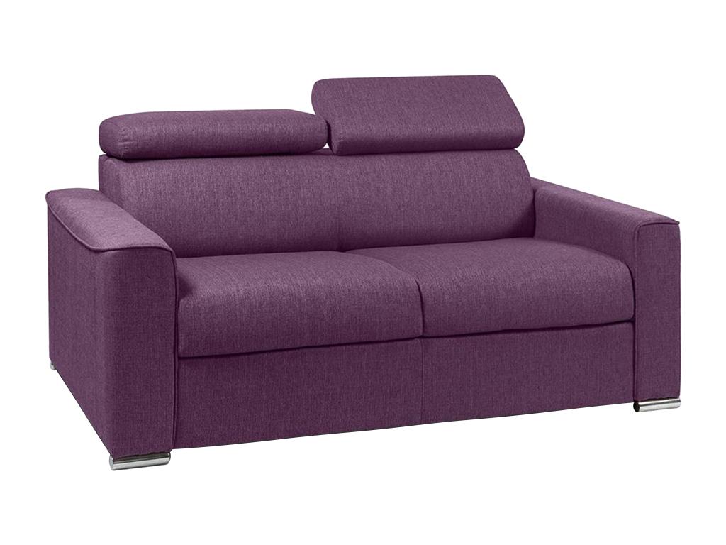Canapé 2 places convertible express en tissu violet - couchage 120 cm - Matelas 18 cm avec mémoire de forme Artigeo RITV85413