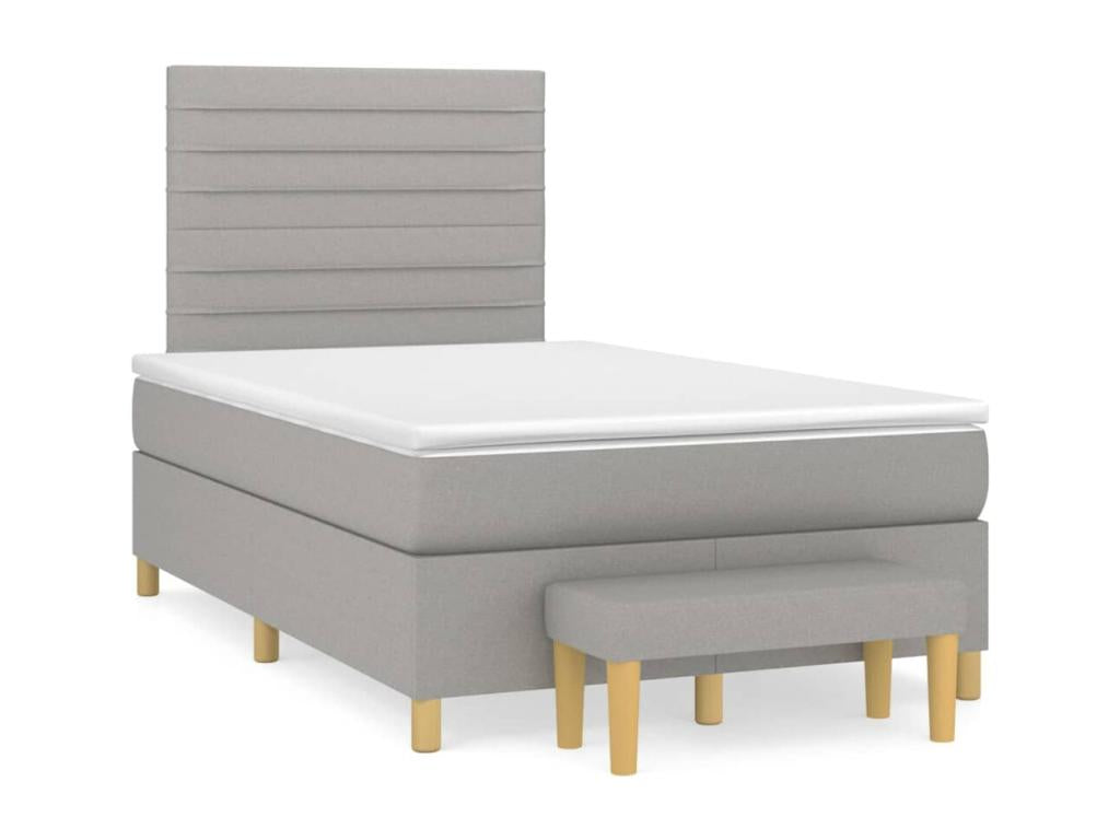Lit à sommier tapissier avec matelas Gris clair 120x200cm Tissu QREH18632