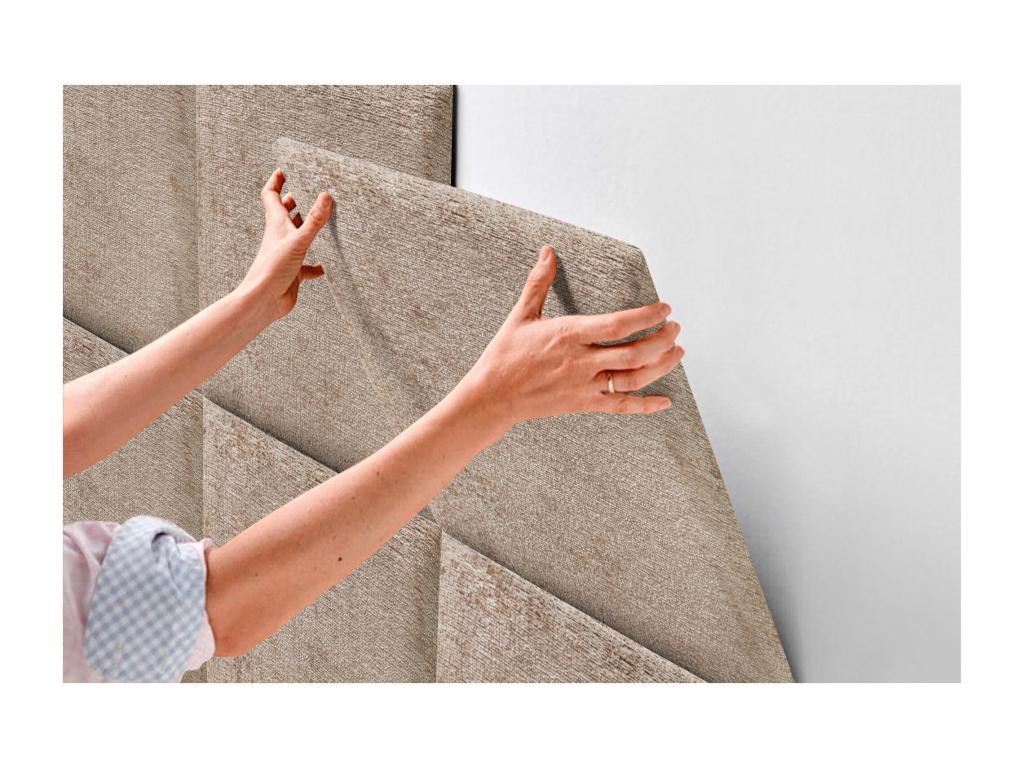 Artigeo Tête de Lit Rembourrée en Laine Écologique Composée de Panneaux Autocollants Interchangeables Chambre de Luxe Rembourrée marron clair 160 cm TSZX07263