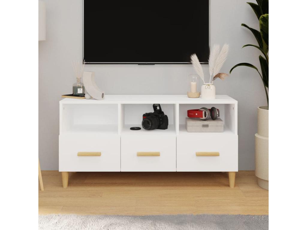 Meuble TV Blanc 102x36x50 cm Bois d'ingénierie SCLO84385
