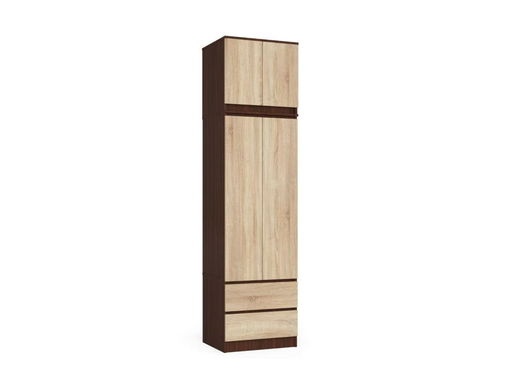 Armoire avec surmeuble Cosymeub STAR Wengé 60 cm 2 portes 2 tiroirs façade Chêne Cosymeub 3 étagères 60x51x234 cm ICZQ43706