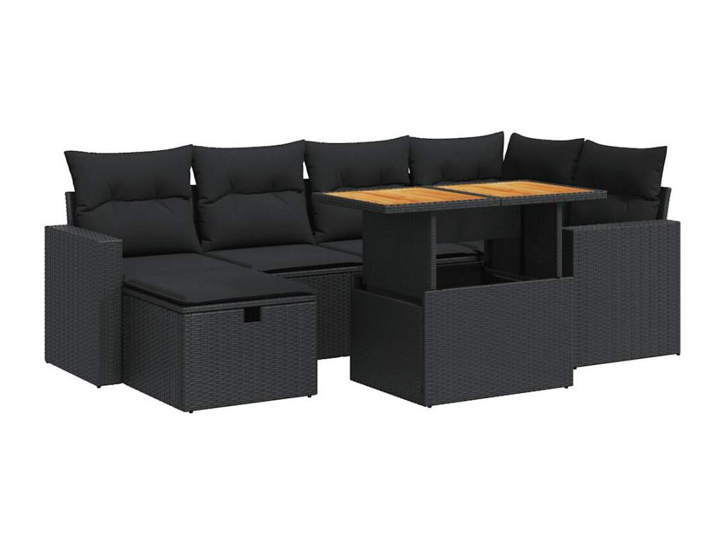Salon de jardin avec coussins 8 pcs noir résine tressée Chezlova JDDA31684