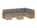 Salon de jardin avec coussins 9 pcs beige résine tressée IVEF86045