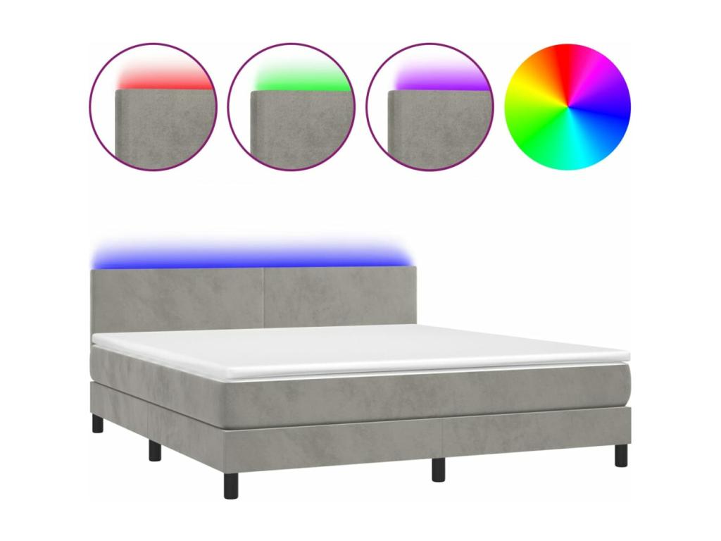 Sommier à Artigeo de lit avec matelas LED Gris clair 180x200 XDUP09399