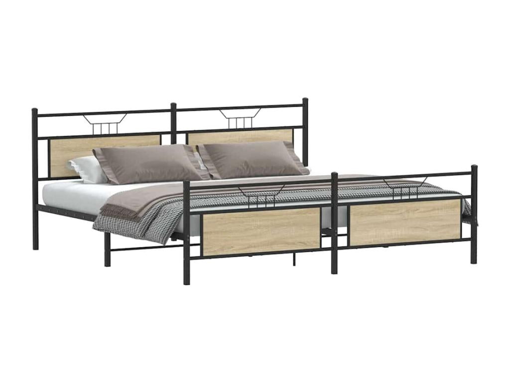 Cadre de lit en métal sans matelas chêne Cosymeub 200x200 cm ARHM55118