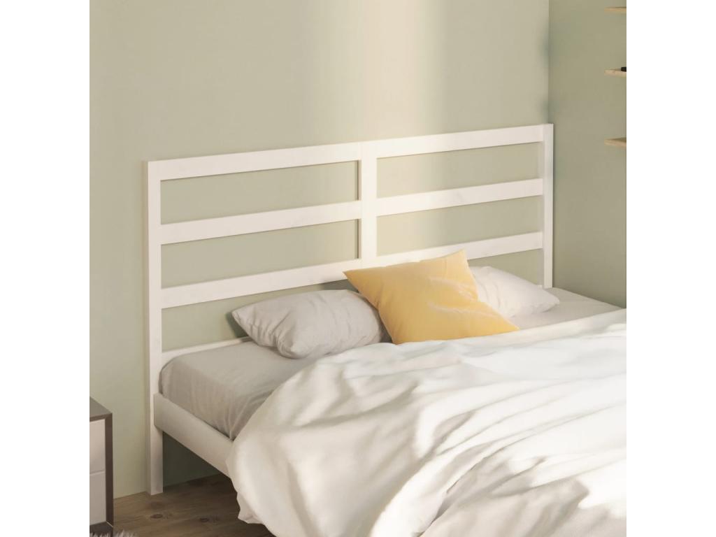 Tête de lit Blanc 146x4x100 cm Bois massif de pin BIYT13139