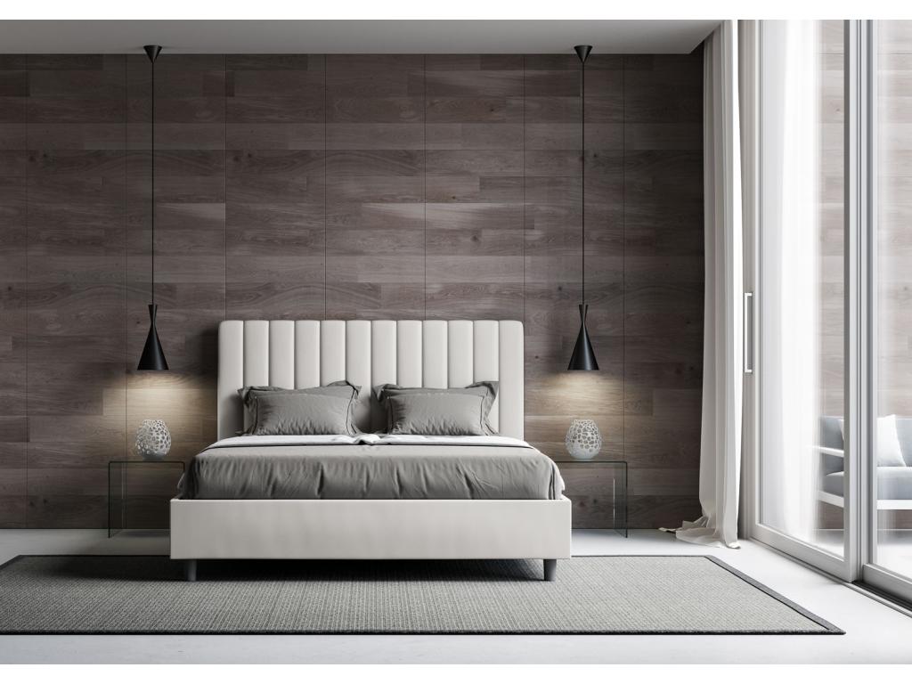 Lit coffre rembourrée 160x210 similicuir blanc Artigeo VHES70528