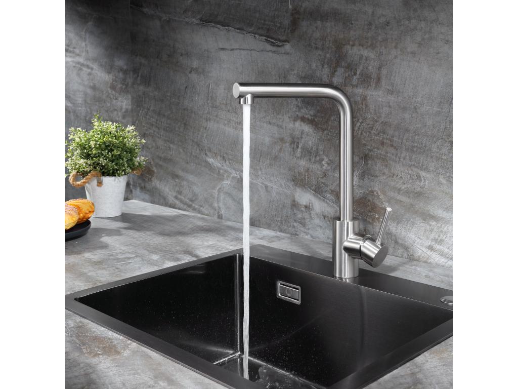 Artigeo max Robinet de cuisine Robinetterie Monocommande Mitigeur de cuisine en acier inoxydable Mélangeur d'évier Cuisine EU Modèle UBMX47363