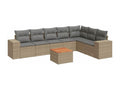 Salon de jardin avec coussins 8 pcs beige résine tressée UNJI18657