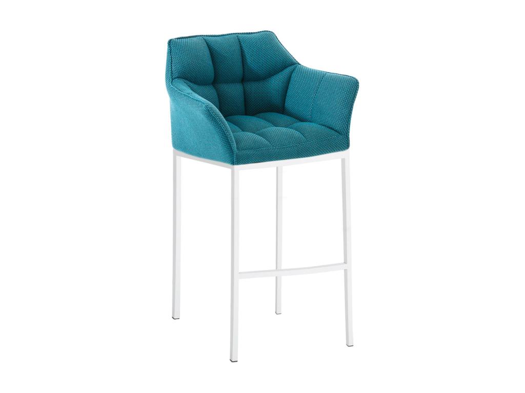 Tabouret de bar - Tissu / Métal - Turquoise - Artigeo WJPC10537
