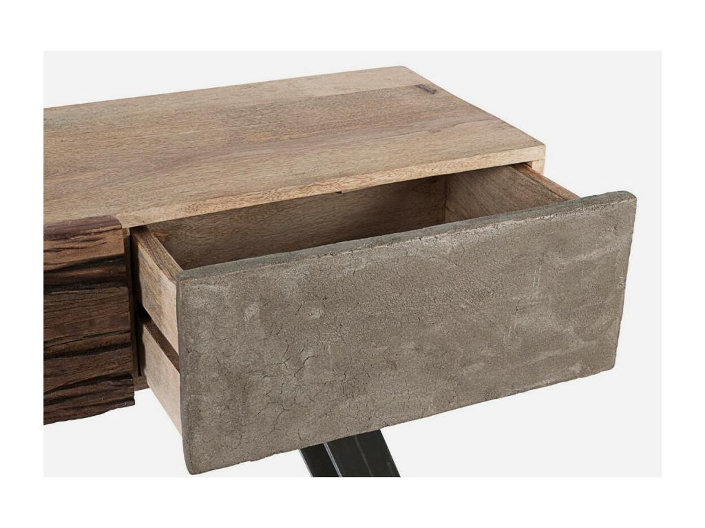 Console 3 tiroirs industrielle bois de manguier recyclé et acier noir Cosymeub 160cm CCME73852