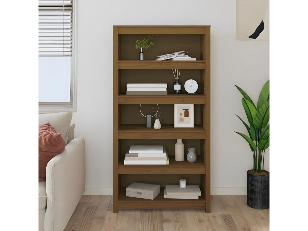 Bibliothèque Marron miel 80x35x154 cm Bois de pin massif RGKT96779