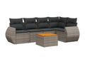 Salon de jardin 6 pcs avec coussins gris résine tressée BPKI81220