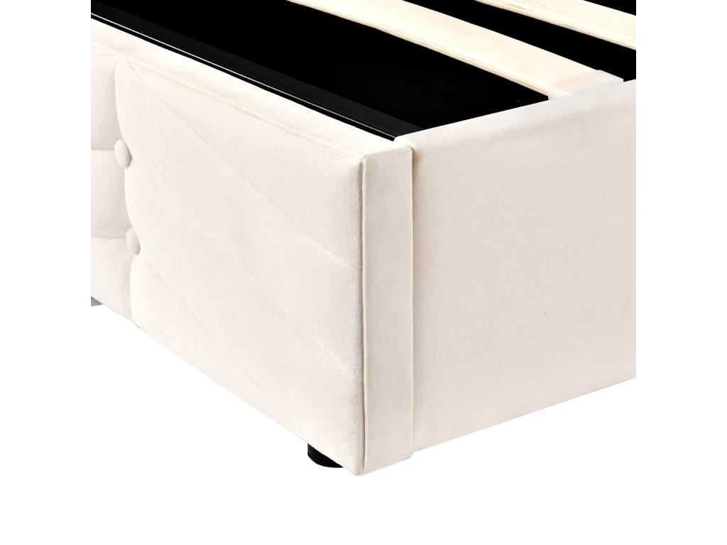 Lit coffre en velours avec sommier à Cosymeub tête de lit réglable - 140x200cm - Beige ACEI21886