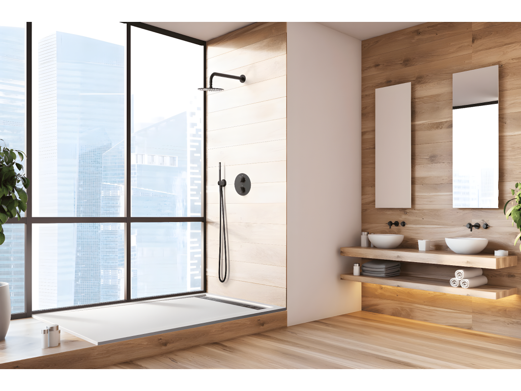 Receveur de douche 80x150 cm avec grille latérale Artigeo Slim gris Artigeo Ral 7035 en résine synthétique et poudre de marbre avec drain IGYH87768