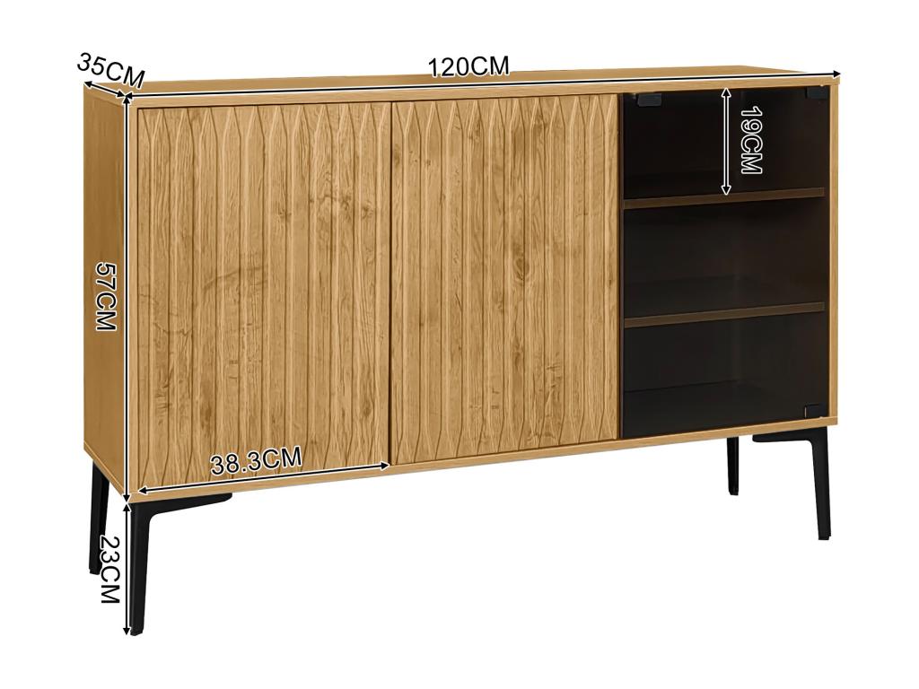 Ensemble Vitrine meuble de salle de bain buffet bas - 60x35x160 cm 120x35x80 cm - Bois MDF - LEDs - Naturel EDPK97768