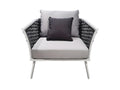 Fauteuil bas de jardin en aluminium blanc et tressage gris - RISE MVJN25907