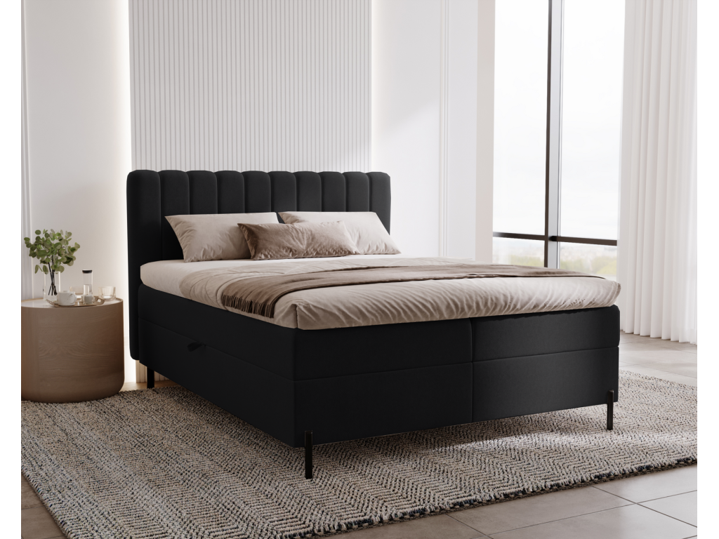 Lit adulte 160x200 Artigeo - Lit vec Rangement et Matelas Ressorts ensachés Lit Noir Artigeo 23 NRZC76921