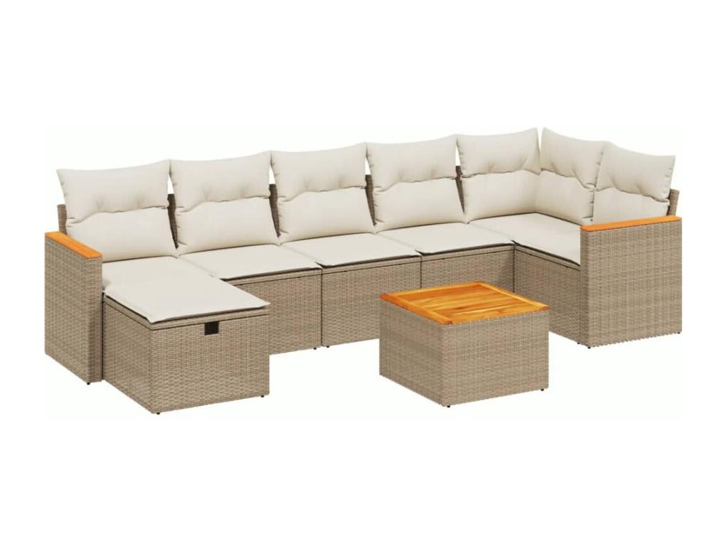 Salon de jardin avec coussins 8 pièces beige résine tressée JIGA82740