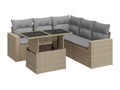 Salon de jardin avec coussins 6 pièces beige résine tressée YXUA07495